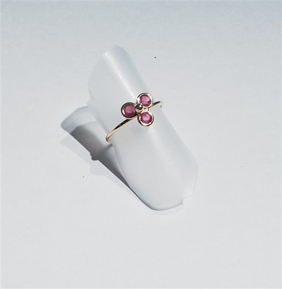 Anello Soprana Donna in Oro giallo FIORE 3 RUBINI - FIORE 3 RUBINI